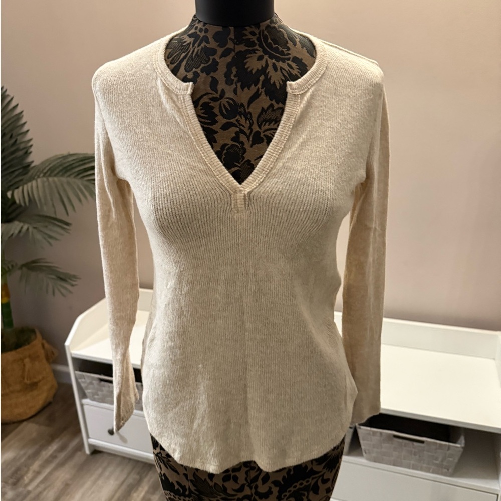 Socialite Cream V-Neck Women's Sweater soft and cozy